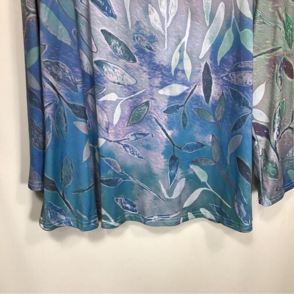 2 Lily by Firmiana Tunic Blouse Womens 4xL Blue Floral Longer Length Career Boho - Picture 2 of 10